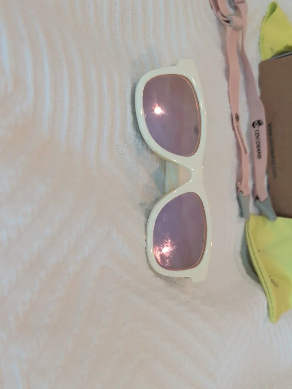 Kids Cocosand White Sunglasses with Pink Lenses Polarized